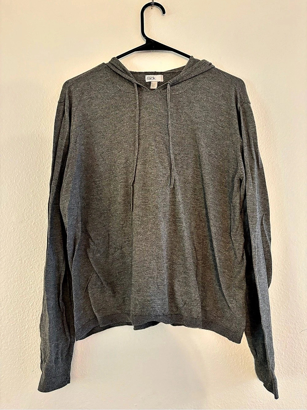 Nordstrom Rack Heather Gray Lightweight Knit Pullover Hoodie Size L
